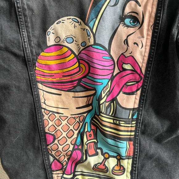 Space cream black denim jacket - Picture 7 of 7